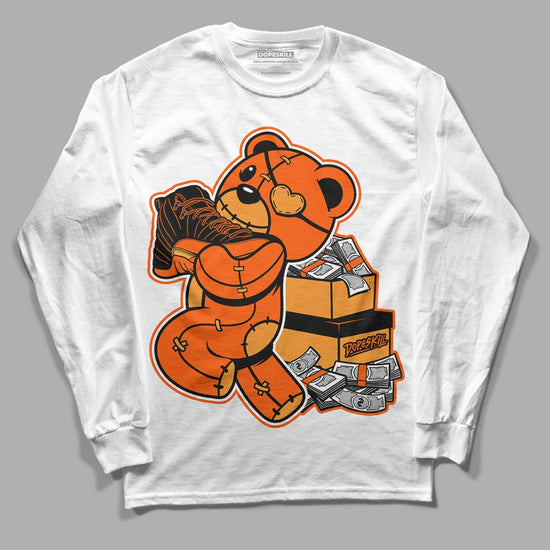 Jordan 12 Retro Brilliant Orange DopeSkill Long Sleeve T-Shirt Bear Steals Sneaker Graphic Streetwear - White