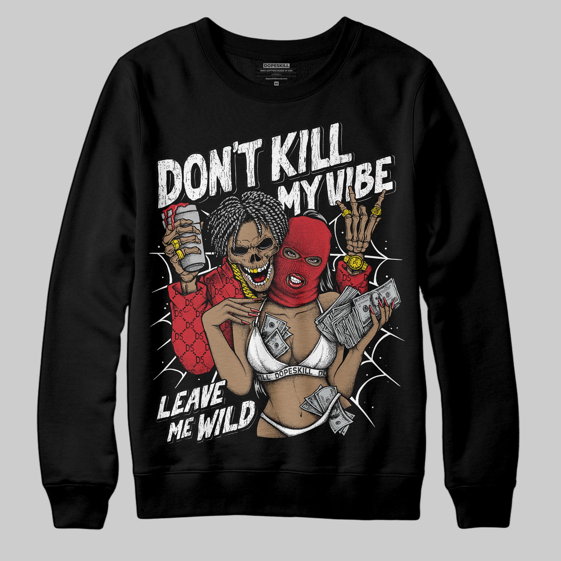 Jordan 11 Retro Low Bred (2025) DopeSkill Sweatshirt Don't Kill My Vibe Graphic Streetwear - Black
