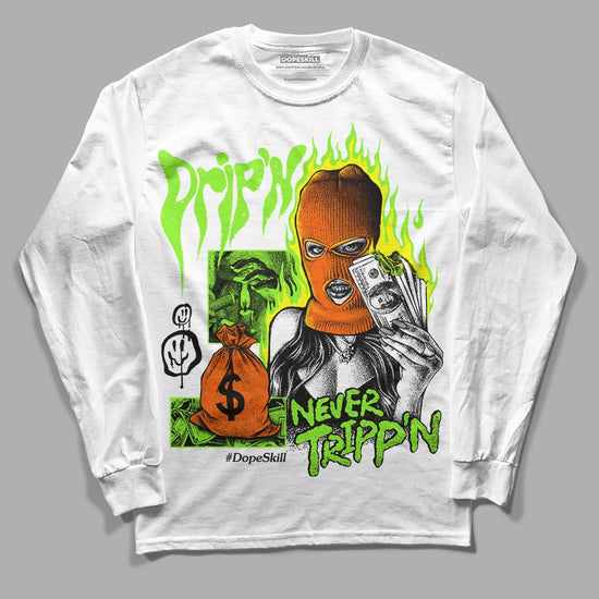 Neon Green Sneakers DopeSkill Long Sleeve T-Shirt Drip'n Never Tripp'n Graphic Streetwear - White