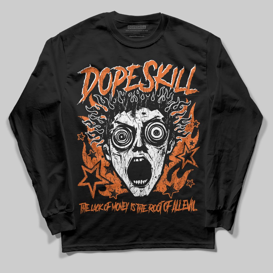 Orange, Black and White Sneakers DopeSkill Long Sleeve T-Shirt Root of Evil Graphic Streetwear - Black
