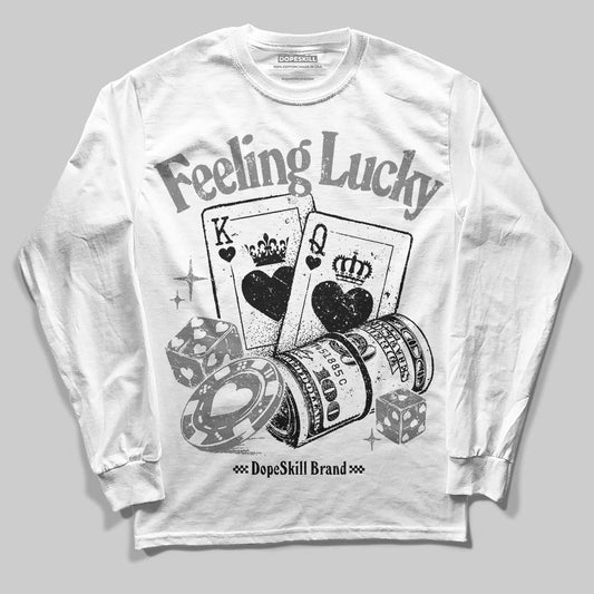 Grey Sneakers DopeSkill Long Sleeve T-Shirt Feeling Lucky Graphic Streetwear - White