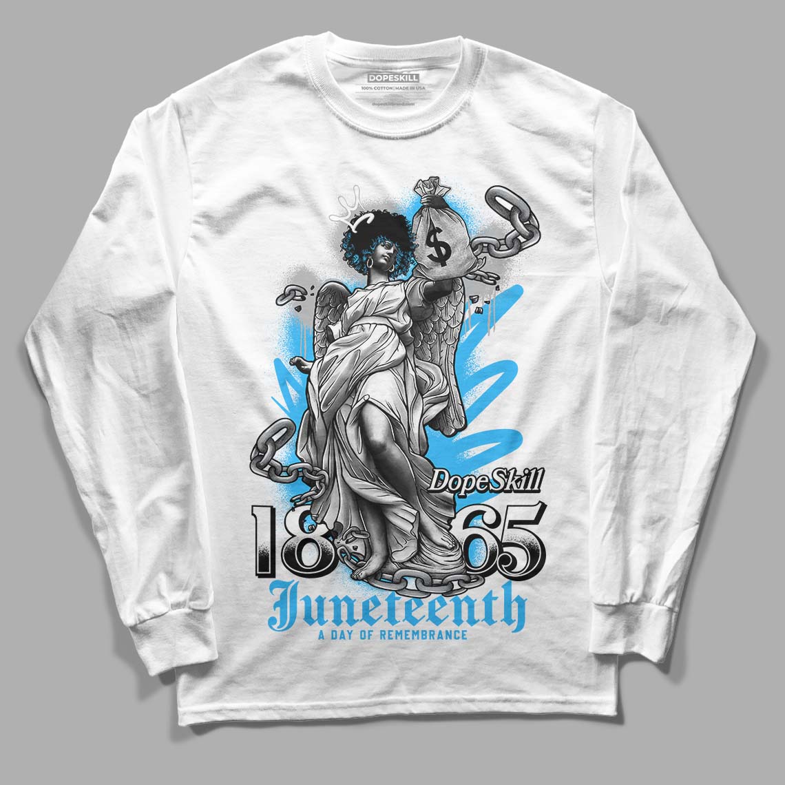 Jordan 2 Low "University Blue" DopeSkill Long Sleeve T-Shirt Juneteenth Graphic Streetwear - White