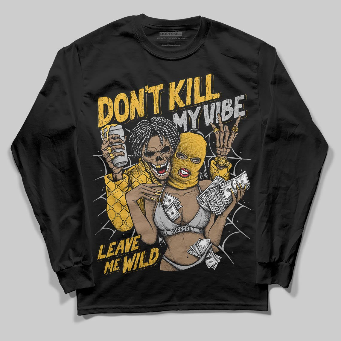 Jordan 5 'Tokyo' DopeSkill Long Sleeve T-Shirt Don't Kill My Vibe Graphic Streetwear - Black