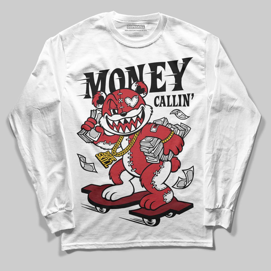 Jordan 1 Low OG "Chicago" DopeSkill Long Sleeve T-Shirt Money Callin' Graphic Streetwear - White
