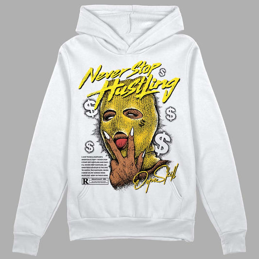 Jordan 4 Retro “Vivid Sulfur” DopeSkill Hoodie Sweatshirt Never Stop Hustling Graphic Streetwear - White 