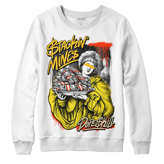 Jordan 4 Retro “Vivid Sulfur” DopeSkill Sweatshirt Stackin Mines Graphic Streetwear - WHite