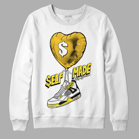 Jordan 4 Retro “Vivid Sulfur” DopeSkill Sweatshirt Self Made Graphic Streetwear - White 