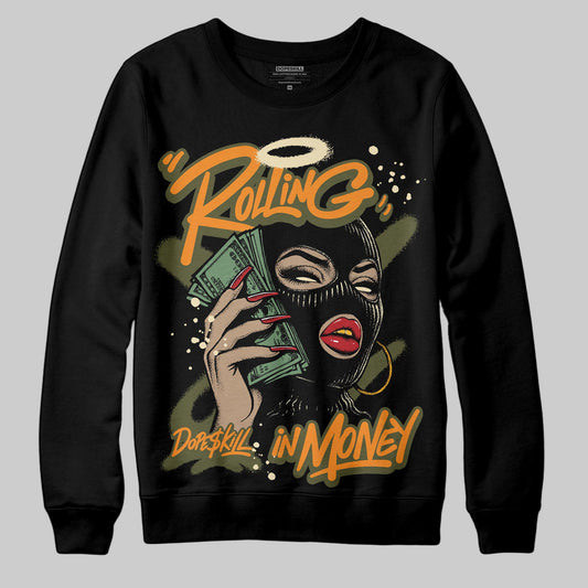 Olive Sneakers DopeSkill Sweatshirt Rolling in Money Graphic Streetwear - Black