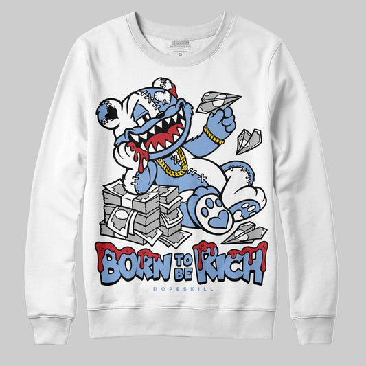 Jordan 4 WMNS 'Forget Me Not' DopeSkill Sweatshirt Born To Be Rich Graphic Streetwear - White