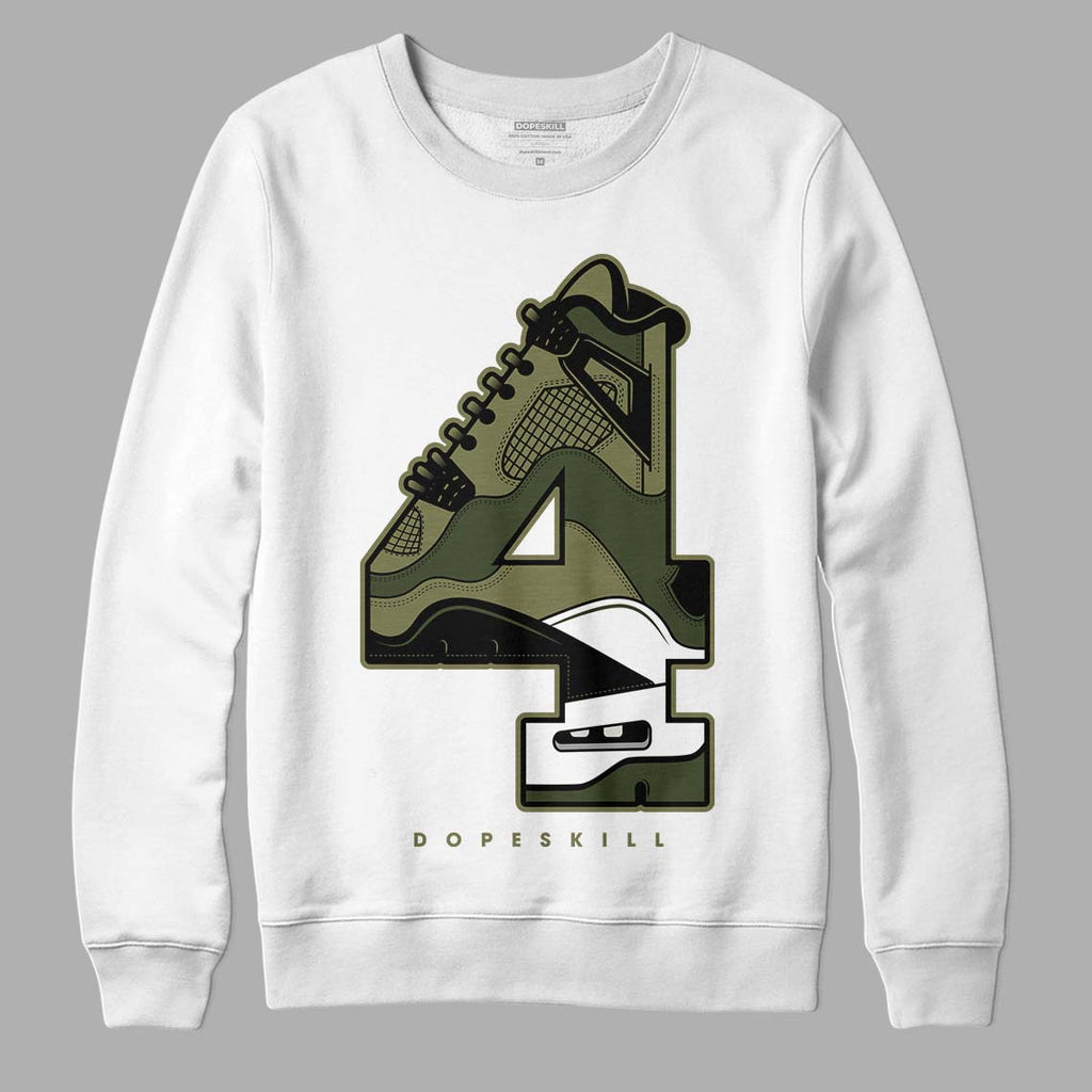 Jordan 4 Retro SE Craft Medium Olive DopeSkill Sweatshirt No.4 Graphic Streetwear - White
