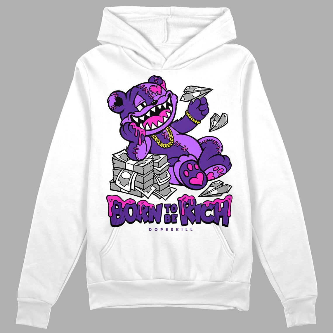 PURPLE Sneakers DopeSkill Hoodie Sweatshirt Born To Be Rich Graphic Streetwear - White