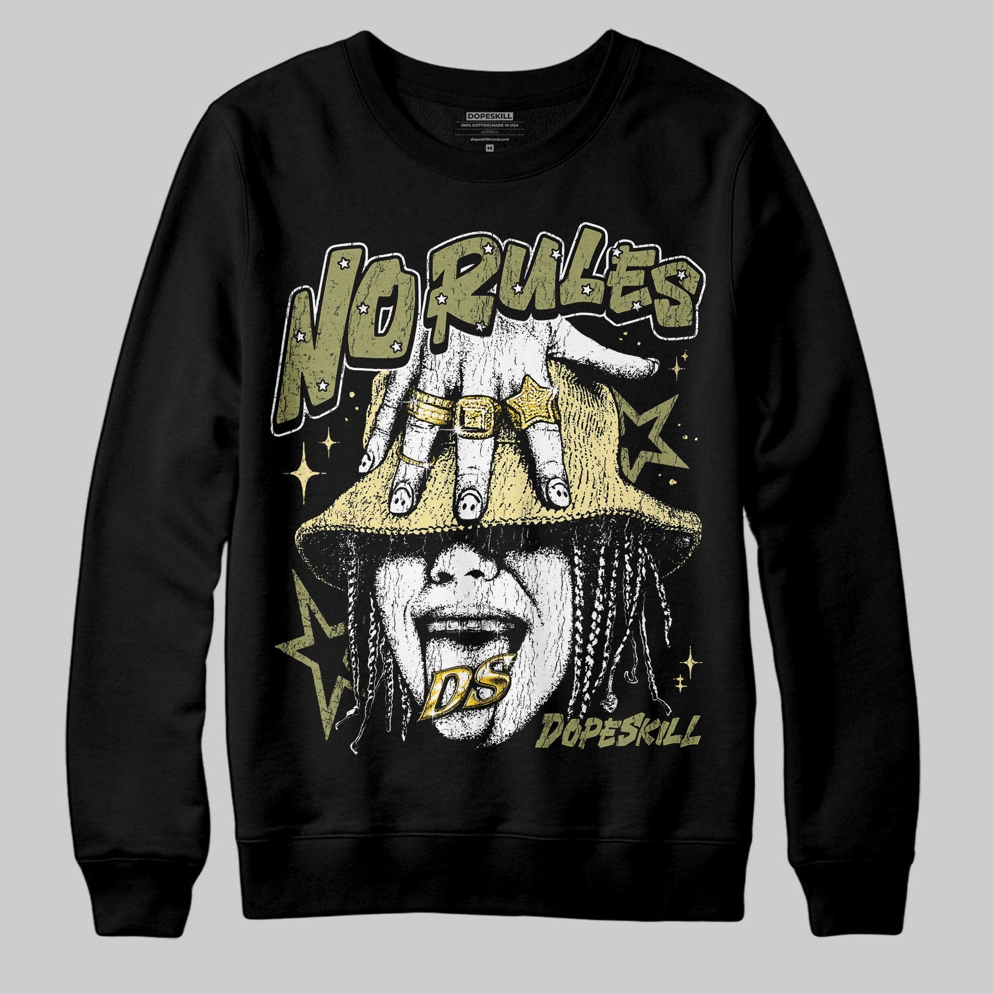 Olive Sneakers DopeSkill Sweatshirt No Rules Graphic Streetwear - black