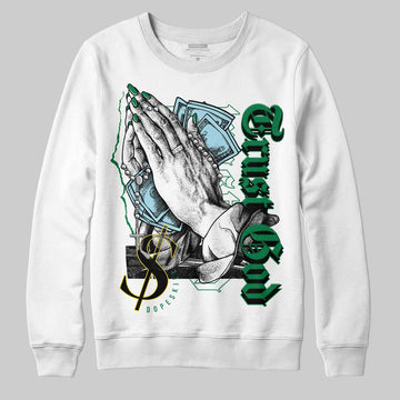 Jordan 5 “Lucky Green” DopeSkill Sweatshirt Trust God Graphic Streetwear - White