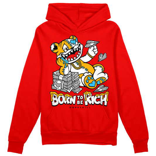 Red Sneakers DopeSkill Red Hoodie Sweatshirt Born To Be Rich Graphic Streetwear