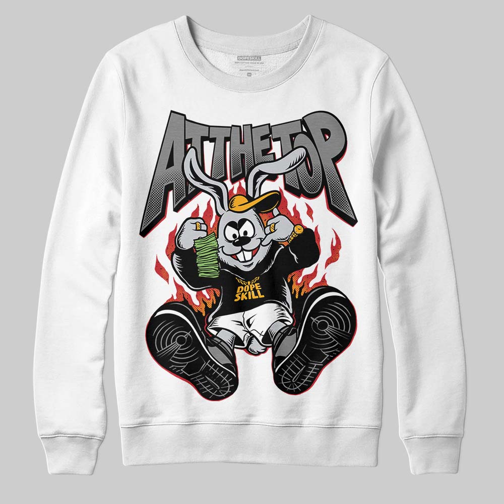 Jordan 4 “Black Cat” (2025) DopeSkill Sweatshirt At The Top Graphic Streetwear - White
