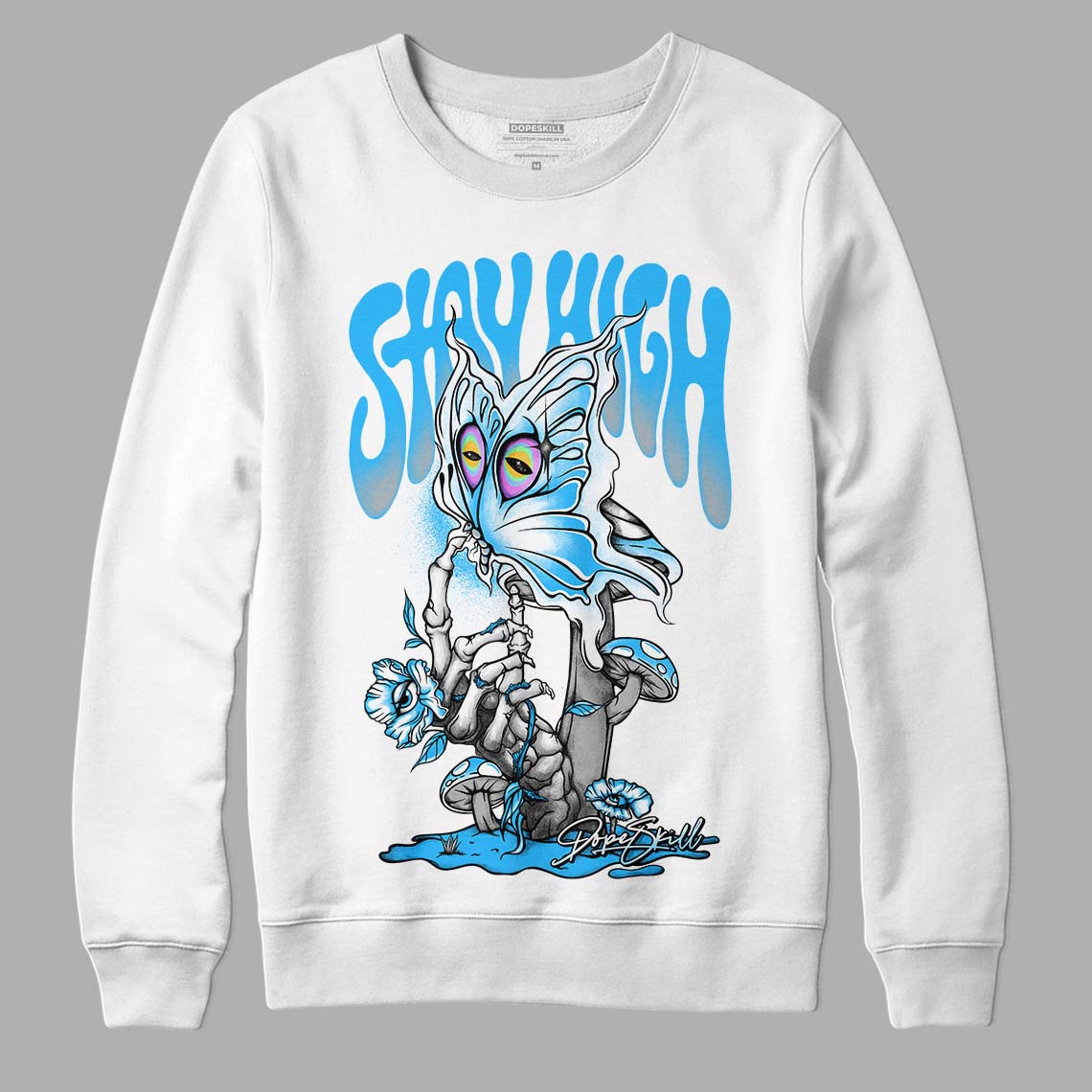 Jordan 2 Low "University Blue" DopeSkill Sweatshirt Stay High Graphic Streetwear - White