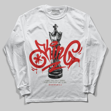 Jordan 3 Fire Red DopeSkill Long Sleeve T-Shirt King Chess Graphic Streetwear - White 