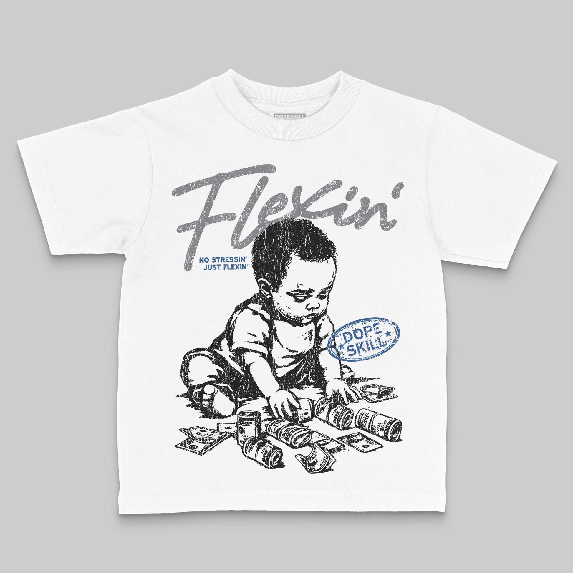 Jordan 9 Retro 'Flint Grey' 2026' DopeSkill Toddler Kids T-shirt Flexin' Graphic Streetwear - White