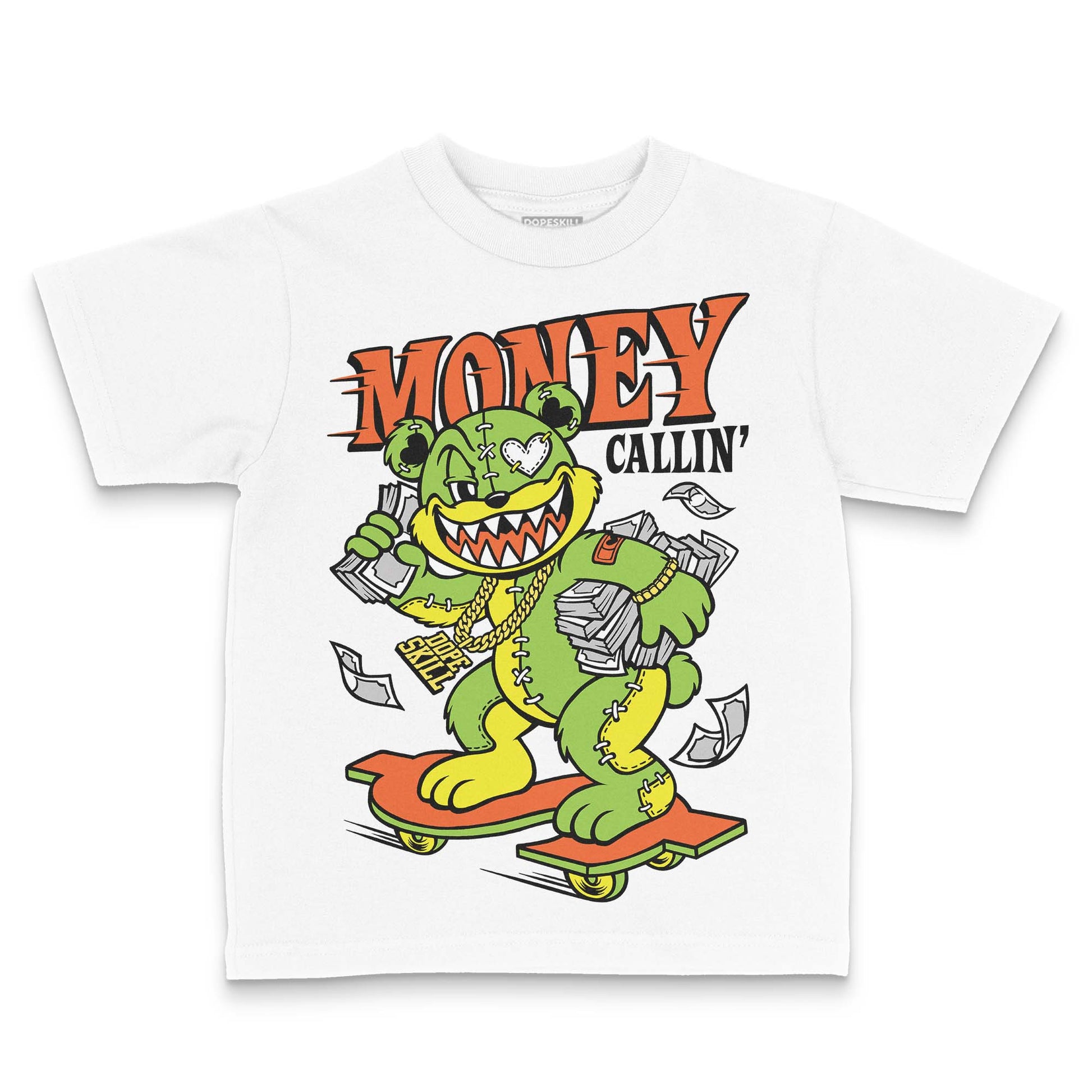 Neon Green Sneakers DopeSkill Toddler Kids T-shirt Money Callin' Graphic Streetwear - White 