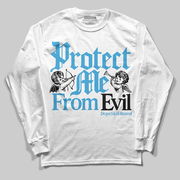 Jordan 1 High OG “UNC” Reimagined DopeSkill Long Sleeve T-Shirt Protect Me From Evil Graphic Streetwear - White