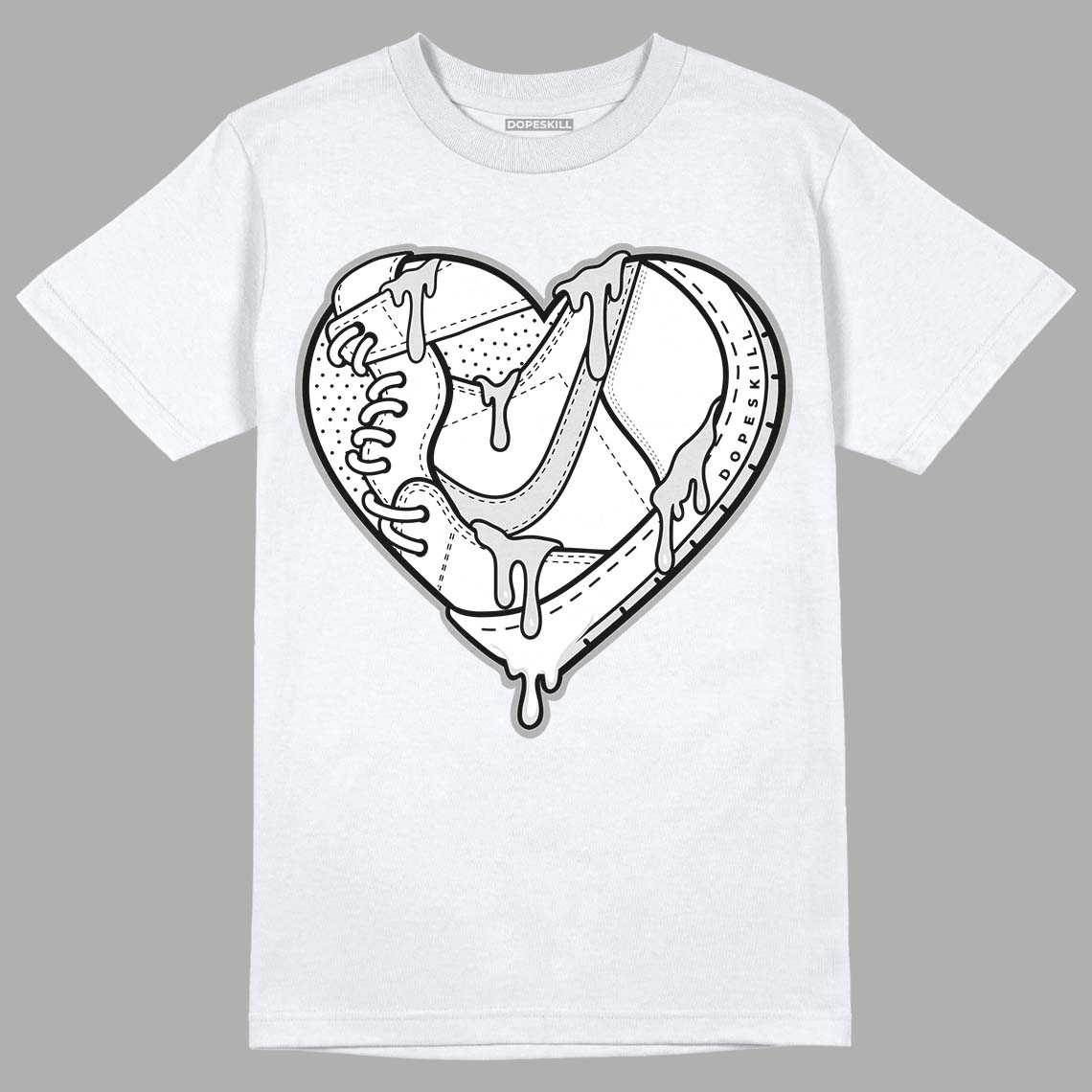 Dunk Low ‘Pure Platinum’ DopeSkill T-Shirt Heart Jordan 1 Graphic Streetwear - White