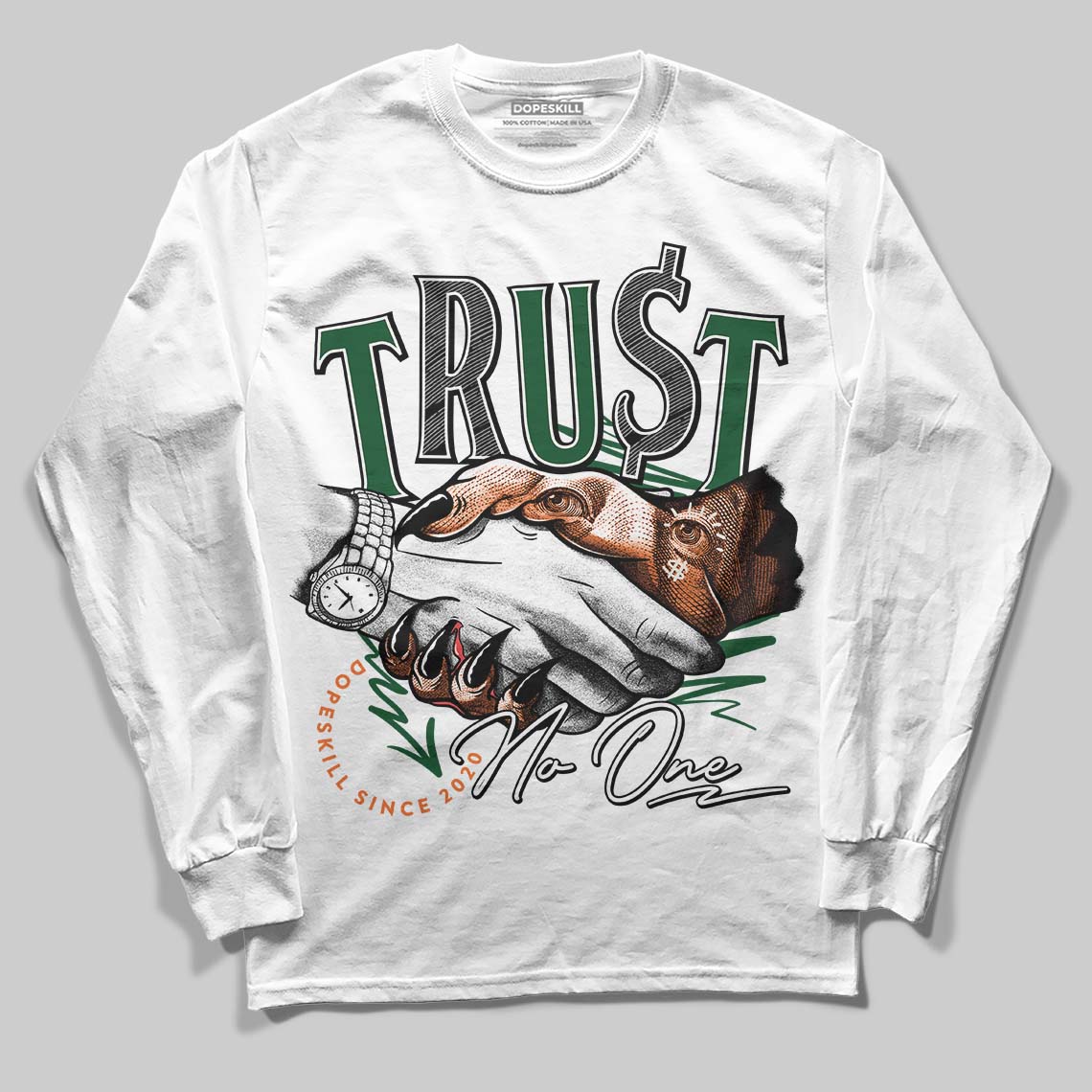 SoleFly x Air Jordan 3 “Fruits Of Our Labor” DopeSkill Long Sleeve T-Shirt Trust No One Graphic Streetwear - White 