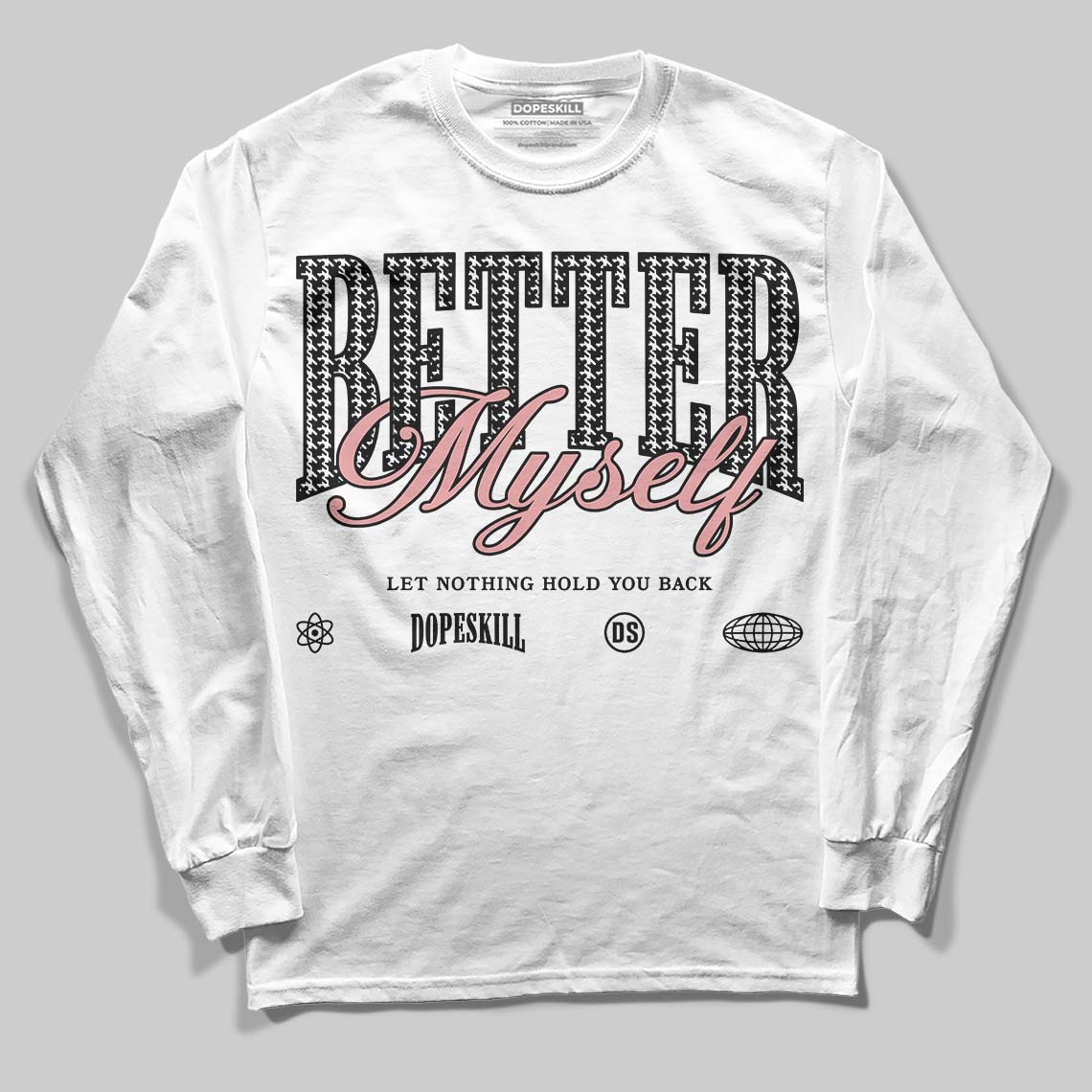 Harris Tweed x Wmns Dunk Low 'Black Phantom' DopeSkill Long Sleeve T-Shirt Better Myself Graphic Streetwear - White 