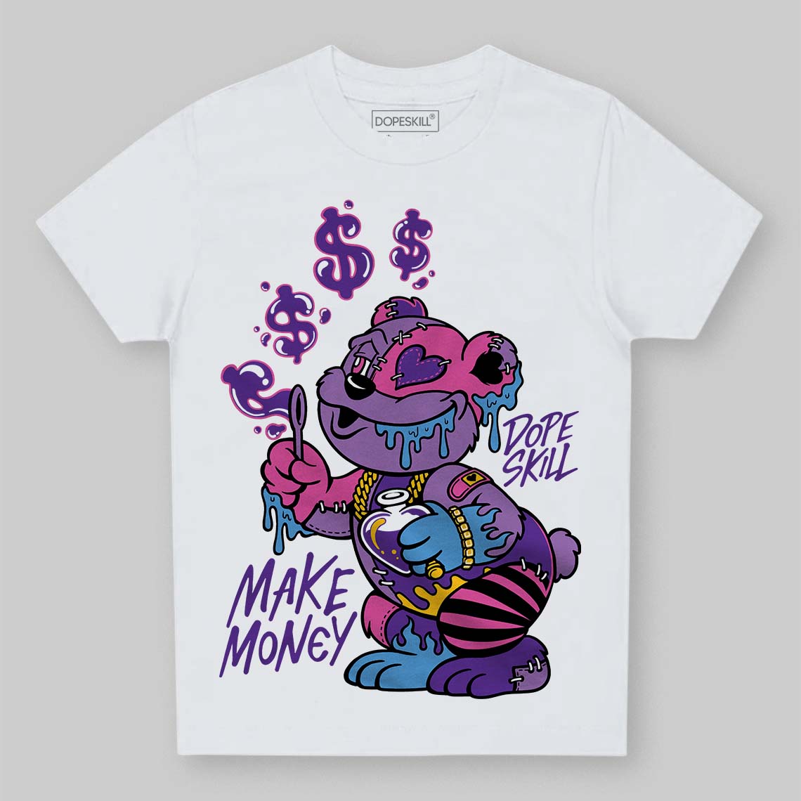 PURPLE Sneakers DopeSkill Toddler Kids T-shirt Make Money Graphic Streetwear - White