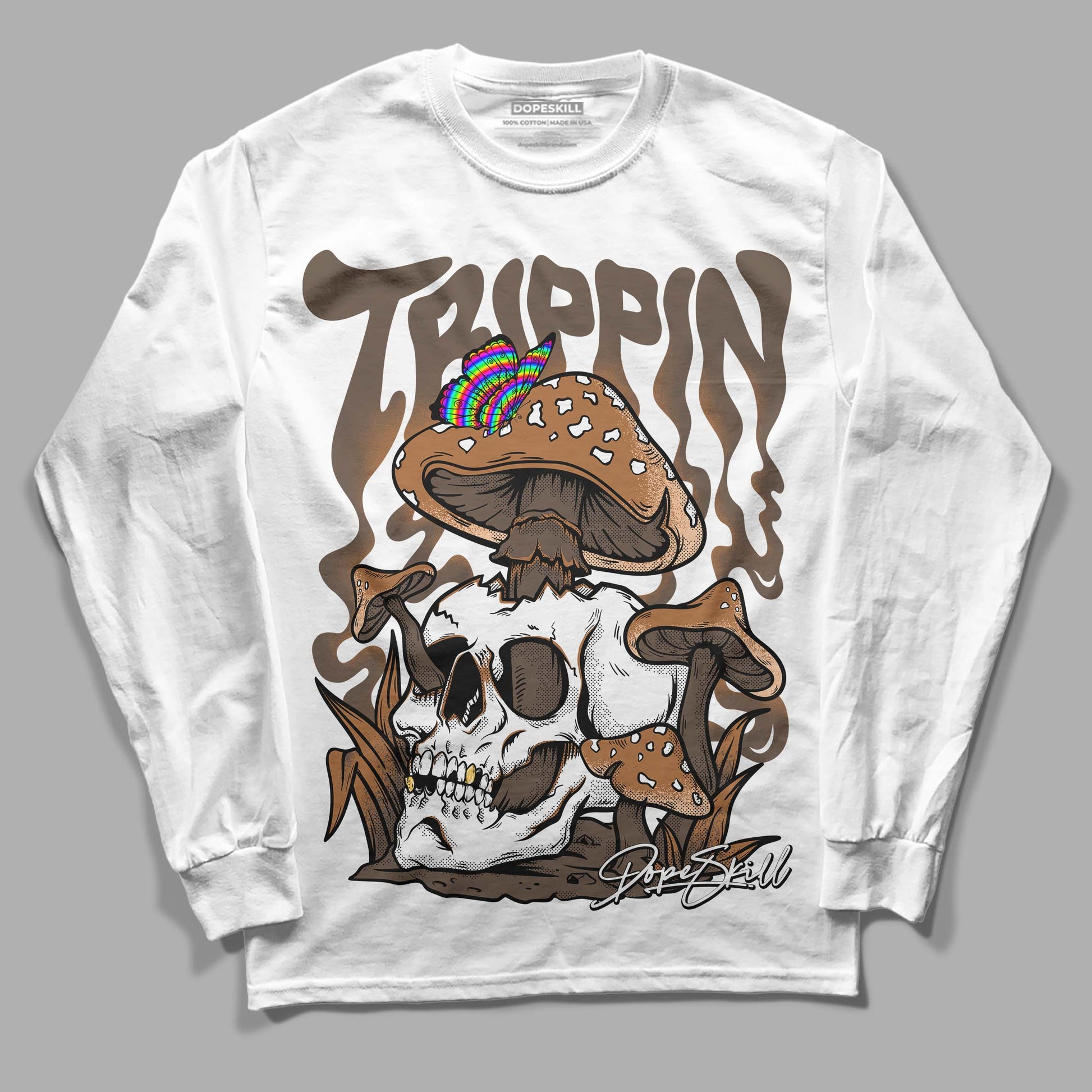 Jordan 1 Retro High OG Palomino DopeSkill Long Sleeve T-Shirt Trippin Graphic Streetwear - White