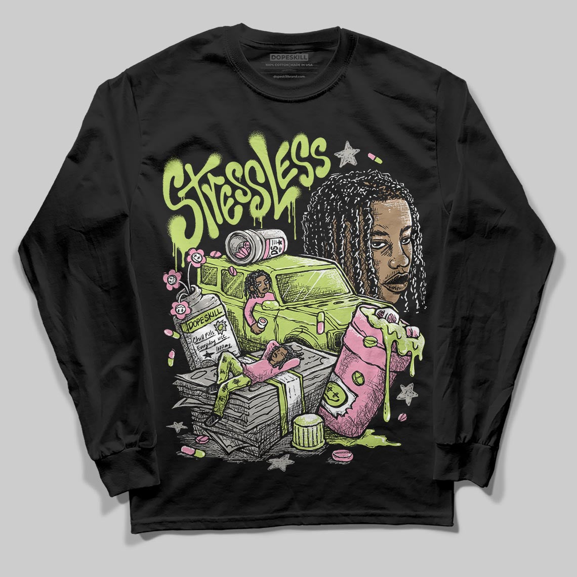 Chase B x Travis Scott x Jordan Jumpman Jack DopeSkill Long Sleeve T-Shirt Stressless Graphic Streetwear - Black