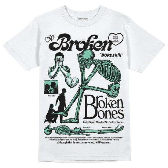 Jordan 1 High OG Green Glow DopeSkill T-Shirt Broken Bones Graphic Streetwear - White