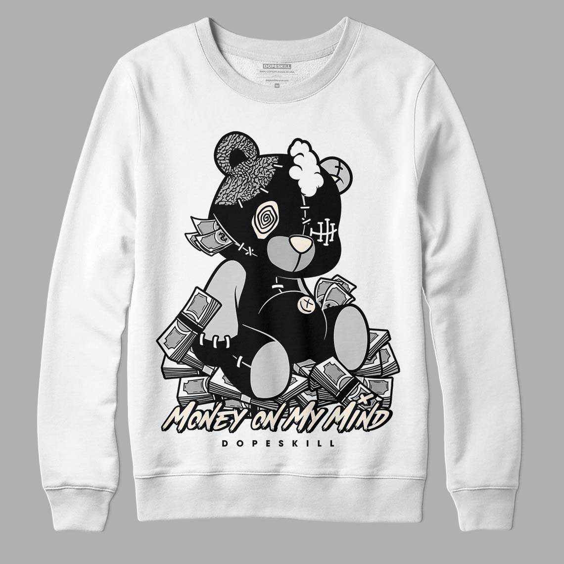 Jordan 3 “Off Noir” DopeSkill Sweatshirt MOMM Bear Graphic Streetwear - White 