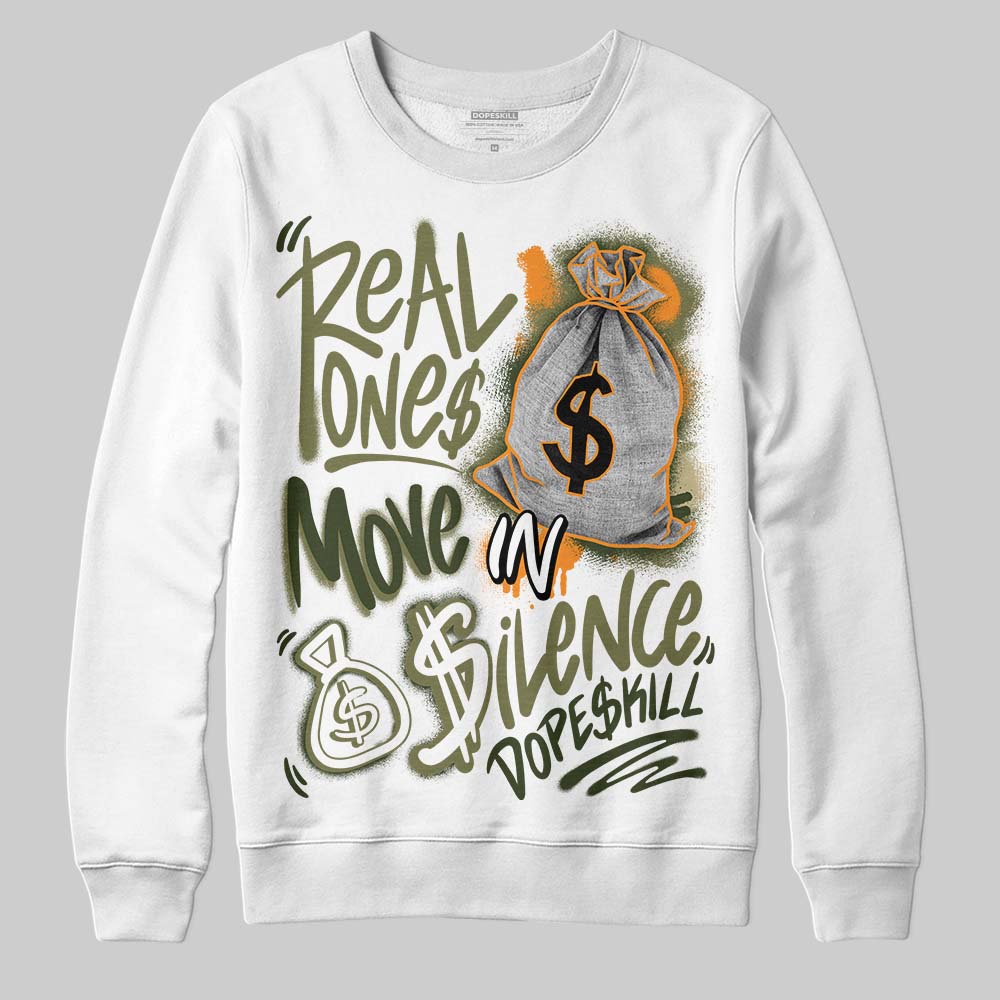 Olive Sneakers DopeSkill Sweatshirt Real Ones Move In Silence Graphic Streetwear - White