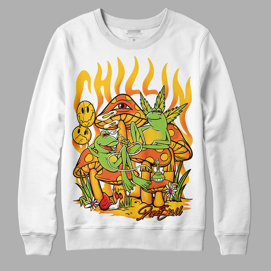 Yellow Sneakers DopeSkill Sweatshirt Chillin Graphic Streetwear - White