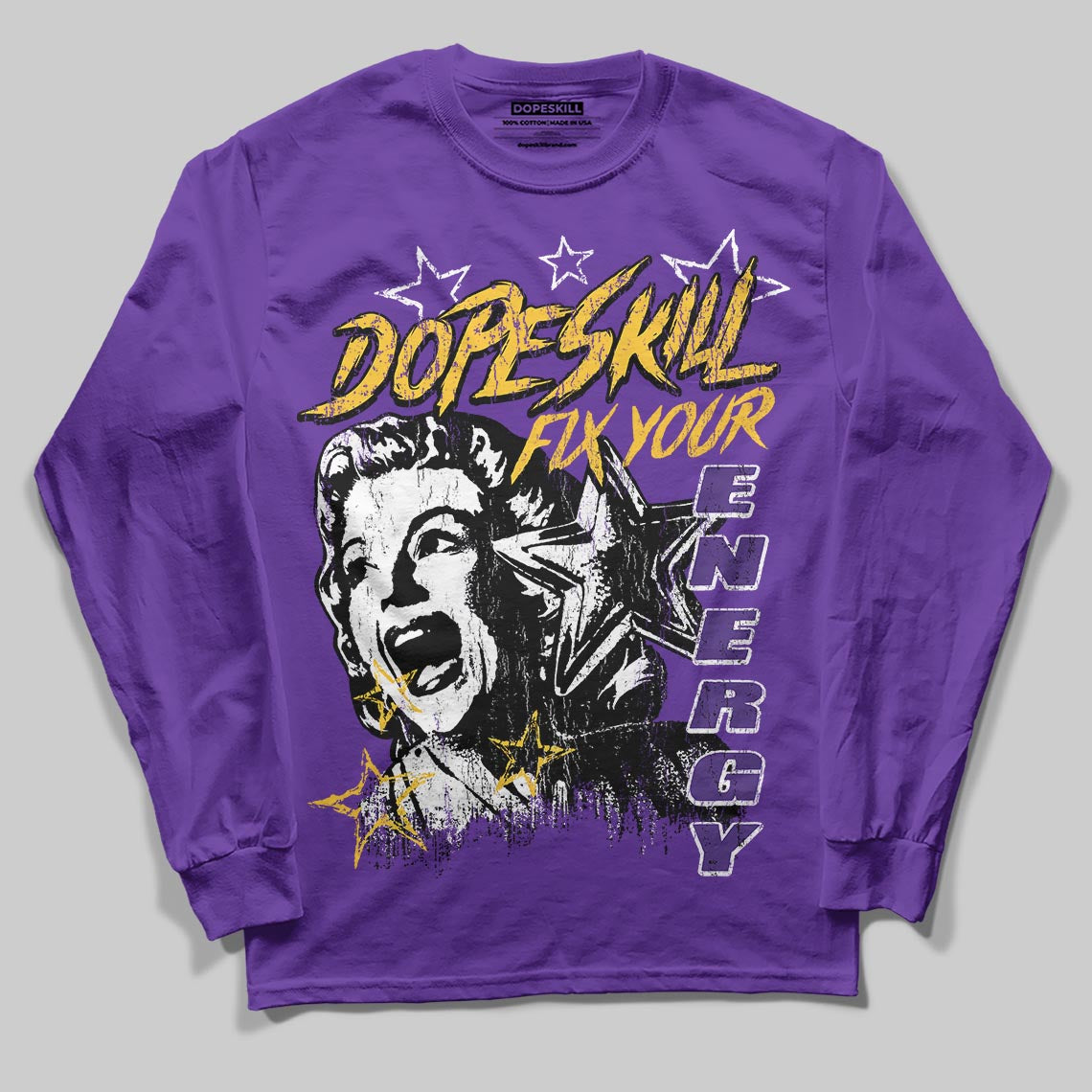 PURPLE Sneakers DopeSkill Long Sleeve T-Shirt Fix Your Energy Graphic Streetwear - purple