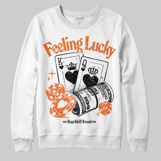 Orange, Black and White Sneakers DopeSkill Sweatshirt Feeling Lucky Graphic Streetwear - White