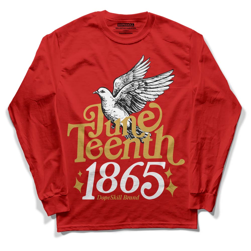 Red Sneakers DopeSkill Red Long Sleeve T-Shirt Juneteenth 1865 Graphic Streetwear