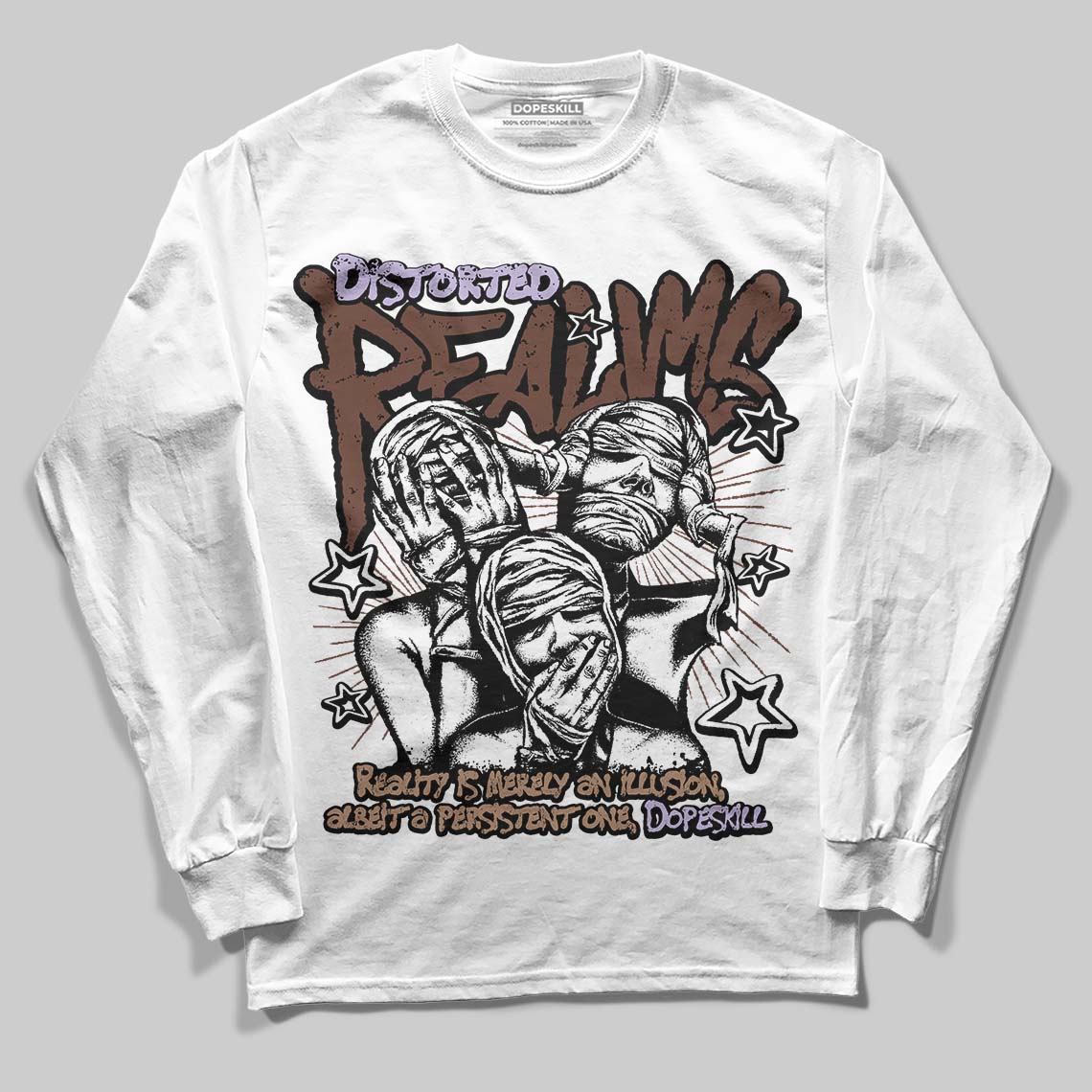 Harris Tweed x Wmns Dunk Low 'Sesame' DopeSkill Long Sleeve T-Shirt Distorted Realms Graphic Streetwear - White 