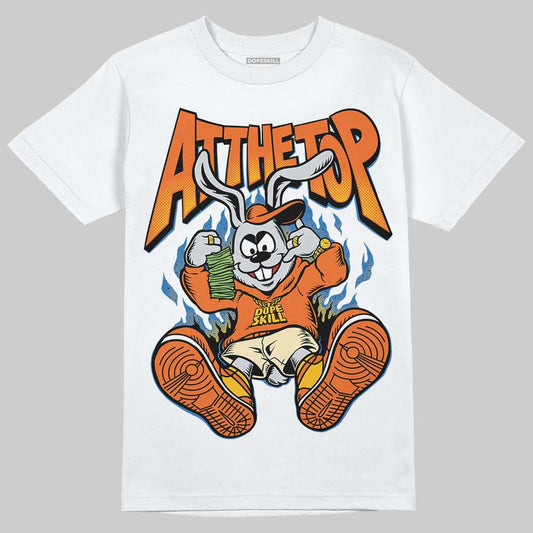 Orange, Black and White Sneakers DopeSkill T-Shirt At The Top Graphic Streetwear - WHite