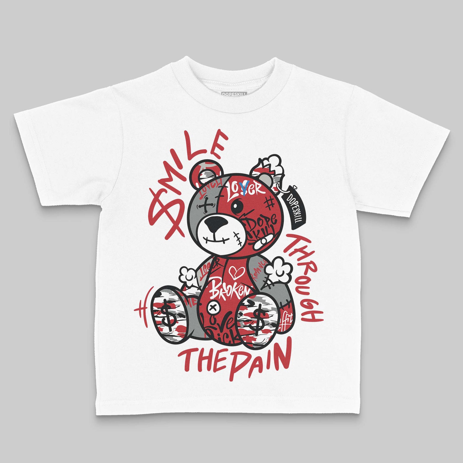 Jordan 8 Retro Bugs Bunny (2025) DopeSkill Toddler Kids T-shirt Smile Through The Pain Graphic Streetwear - White 