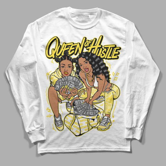 Wmns Air Jordan 11 Low 'Yellow Snakeskin' DopeSkill Long Sleeve T-Shirt Queen Of Hustle Graphic Streetwear - White 