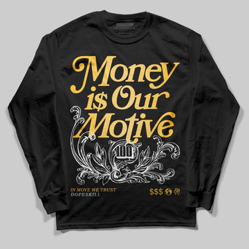 Jordan 12 "Phantom" DopeSkill Long Sleeve T-Shirt Money Is Our Motive Typo Graphic Streetwear - Black