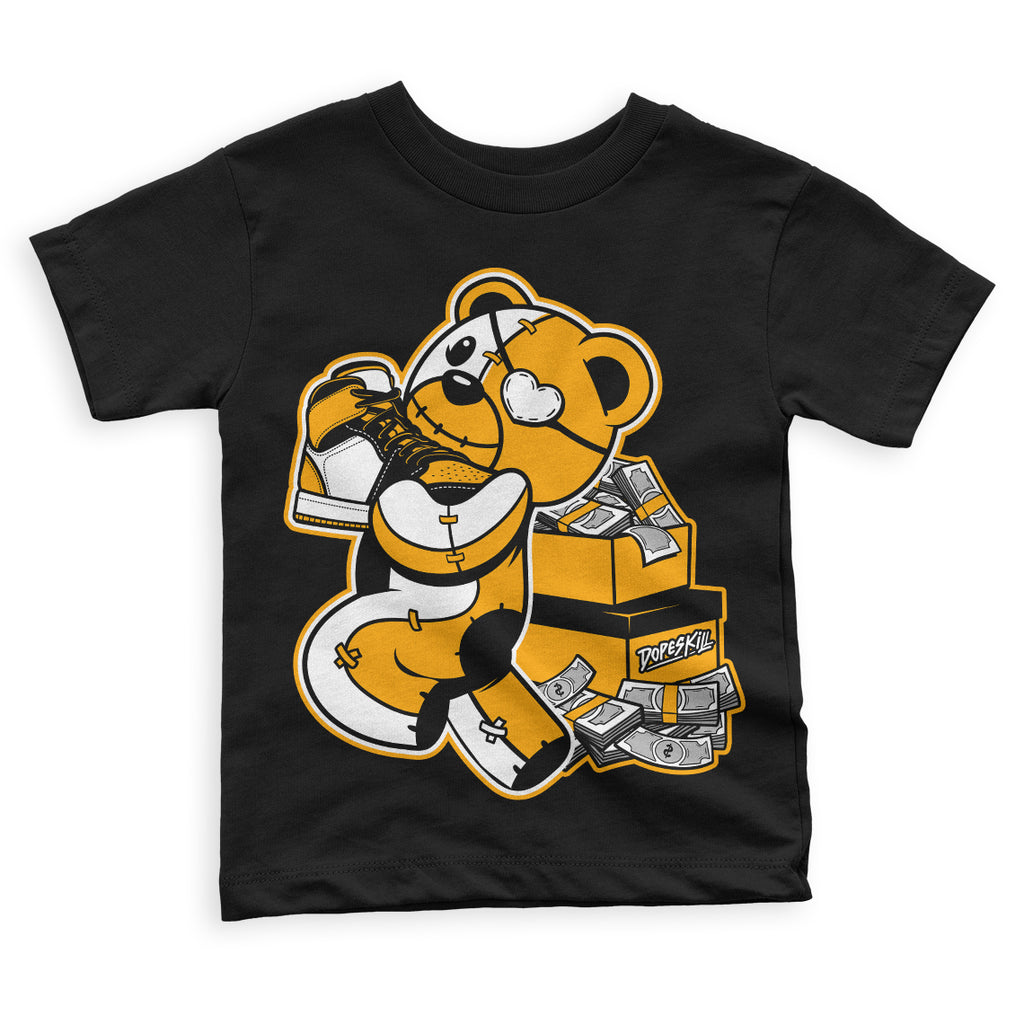 Jordan 1 High Yellow Toe DopeSkill Toddler Kids T-shirt Bear Steals Sneaker Graphic Streetwear - Black