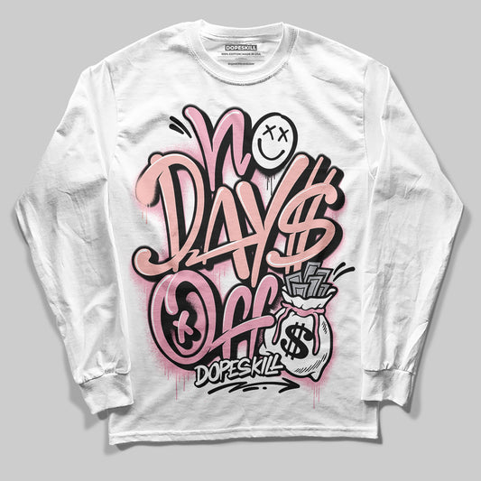 AMIRI White & Pink Stars Court Sneakers DopeSkill Long Sleeve T-Shirt No Days Off Graphic Streetwear - White