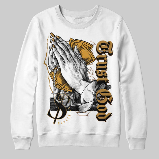 Jordan 13 Wheat 2023 DopeSkill Sweatshirt Trust God Graphic Streetwear - White