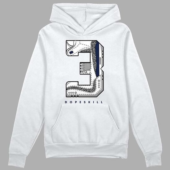 Jordan 3 "Midnight Navy"  DopeSkill Hoodie Sweatshirt No.3 Graphic Streetwear - White 