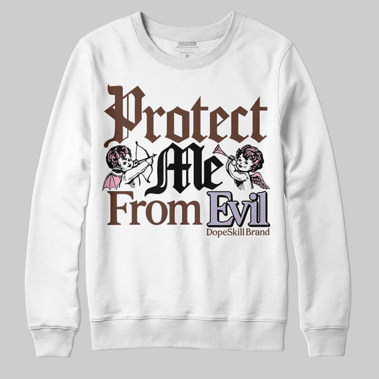 Harris Tweed x Dunk Low Denim Turquoise and Baroque Brown DopeSkill Sweatshirt Protect Me From Evil Graphic Streetwear - White