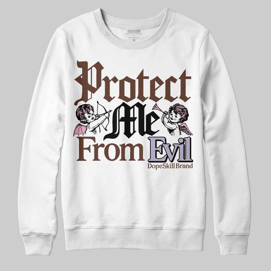 Harris Tweed x Dunk Low Denim Turquoise and Baroque Brown DopeSkill Sweatshirt Protect Me From Evil Graphic Streetwear - White