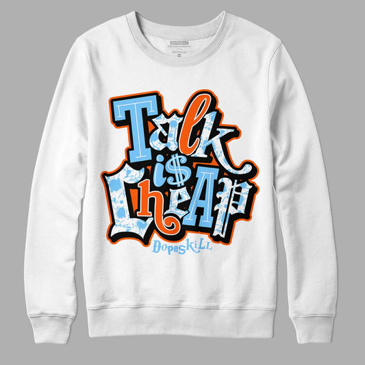 Dunk Low Futura University Blue DopeSkill Sweatshirt Talk Is Chip Graphic Streetwear - White