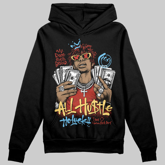 Black and White Sneakers DopeSkill Hoodie All Hustle No Luck Graphic Streetwear - Black